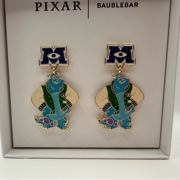 BaubleBar x Pixar Disney Sulley Monsters Inc University dangle earrings NIB - Picture 3 of 6
